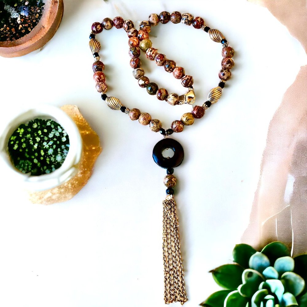 Vintage Necklace HANA 925 Sterling Silver Agate Round Beads